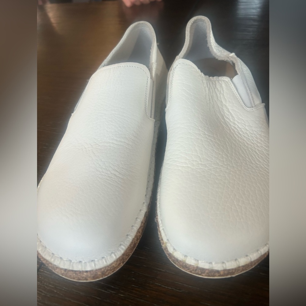 Birkenstock Men's Cream Leather Slip-On Loafers